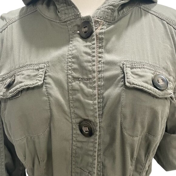 American Rag Olive Green Hooded Utility Jacket Gorpcore Urban Chic Outdoor Camp - Picture 8 of 13